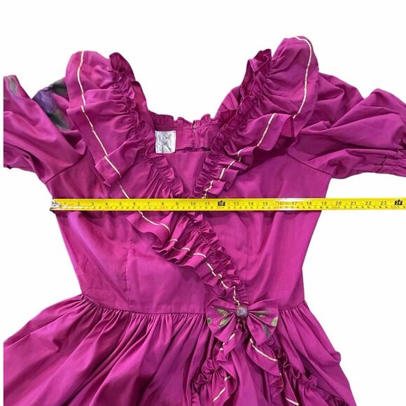 VTG Fancy Square Dance Dress Full Circle Skirt SZ 10 Rockabilly Fairy Victorian - Picture 10 of 16